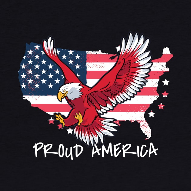 Proud American USA American Eagle US Flag by Popculture Tee Collection